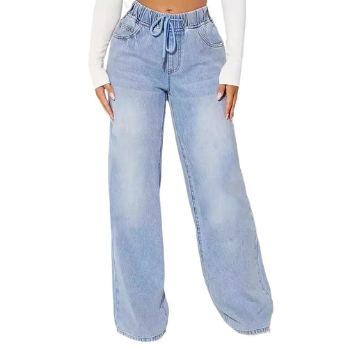 MARAUDERFASHIONDESIGN-Edition – High Waist Drawstring Wide Leg Jeans – Light Blue