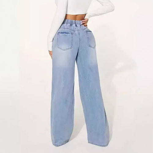 MARAUDERFASHIONDESIGN-Edition – High Waist Drawstring Wide Leg Jeans – Light Blue