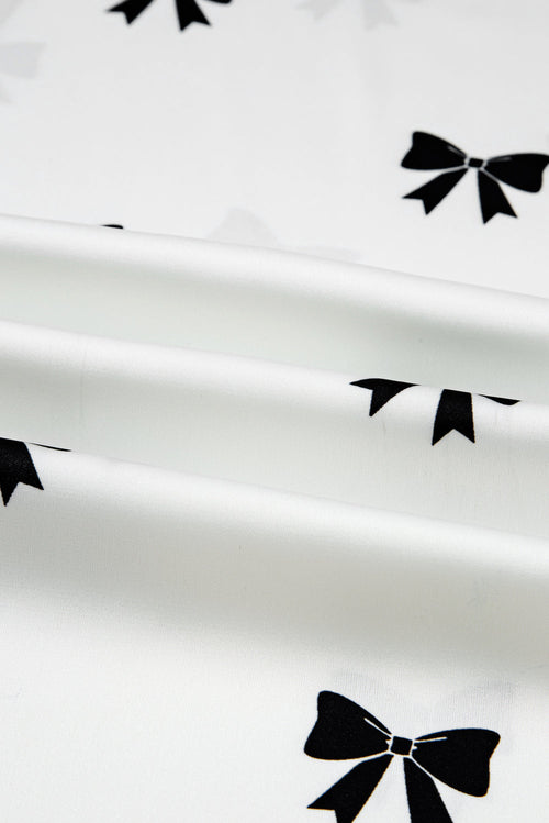 Bow Long Sleeve Top and Pants Pajama Set