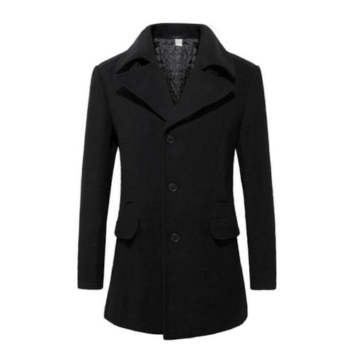 Marauder Fashion Design Mens Mid Length Wool Blend Coat