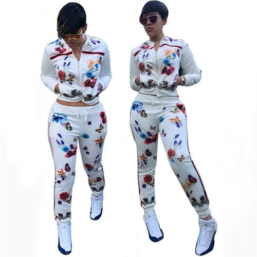 Women's tracksuits Sets Sweat Suit Butterfly Printing 2 Pieces Set